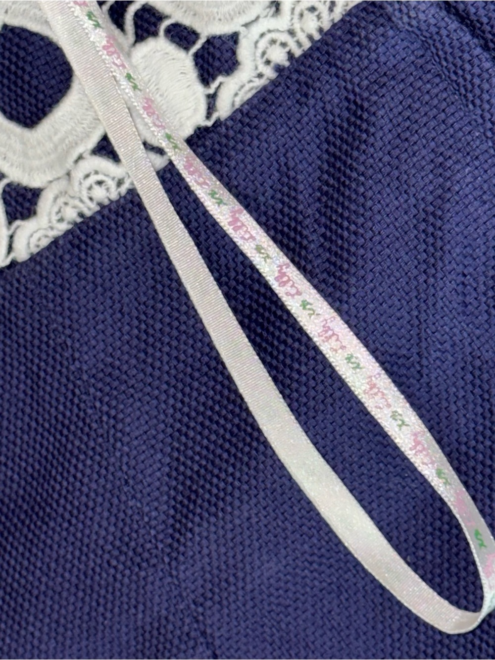 Lilly Pulitzer 6 Strapless Navy Dress White Crochet Bodice Shift Dress - Picture 3 of 7
